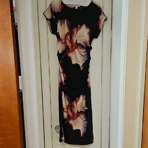 Black Floral Dress with Pink Floral Designs.
